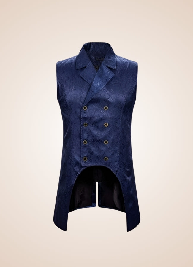 Blue Button Steampunk Vest UK