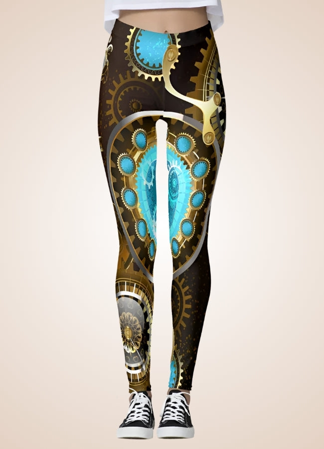 Blue Steampunk Gear Legging UK