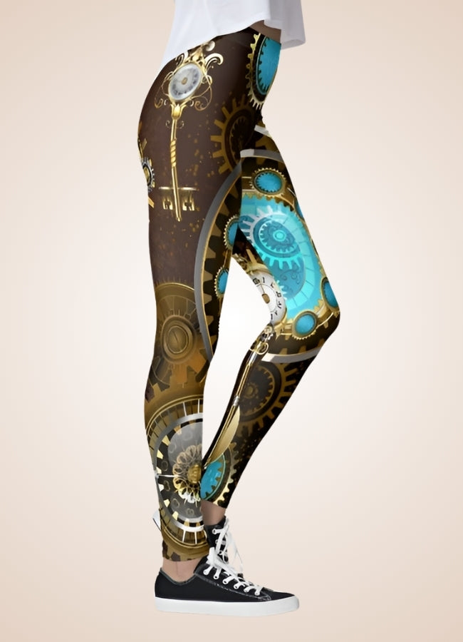 Blue Steampunk Gear Legging UK