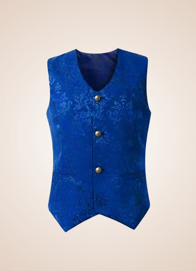 Blue Steampunk V Neck Vest UK