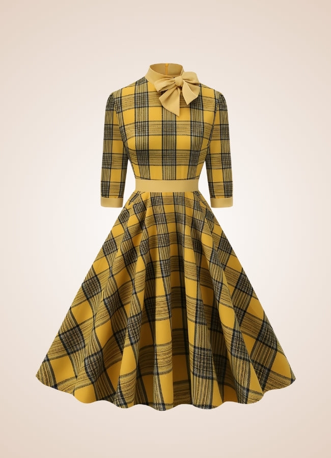 Bowknot Plaid Steampunk Dress UK