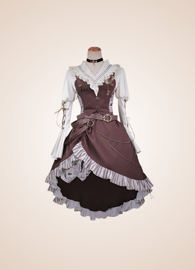 Brown Asymmetrical Steampunk Lolita Skirt UK