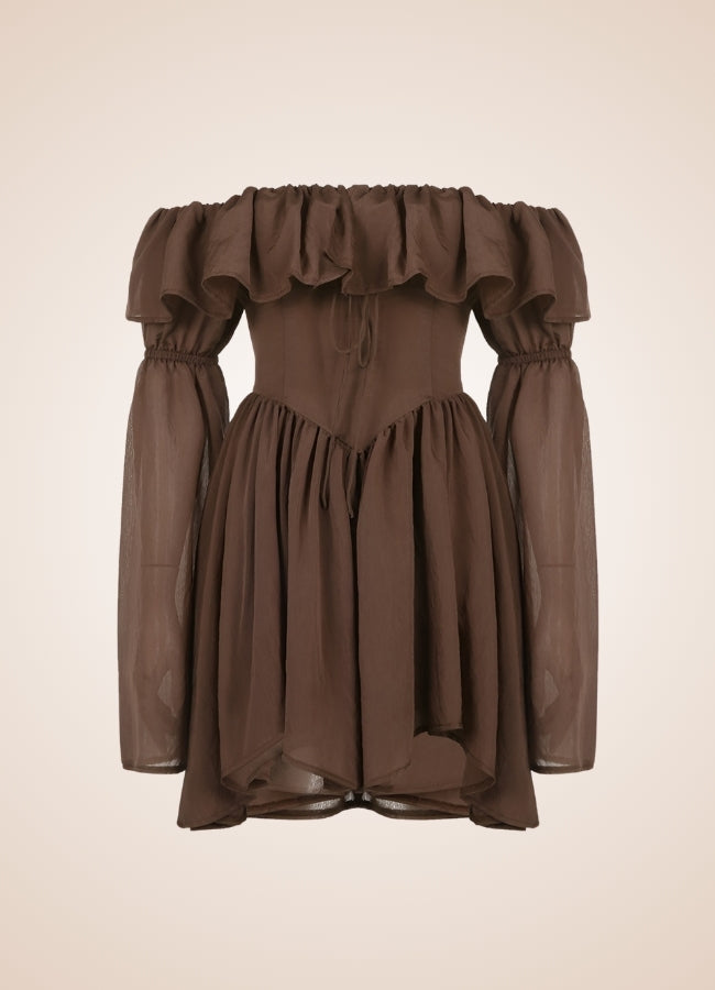 Brown Overbust Steampunk Corset Dress UK