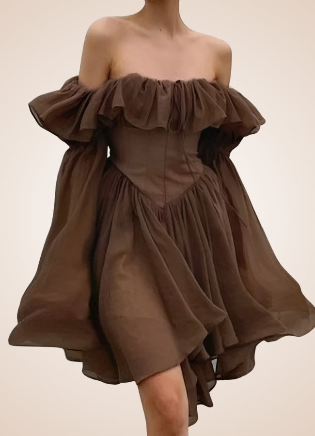 Brown Overbust Steampunk Corset Dress UK