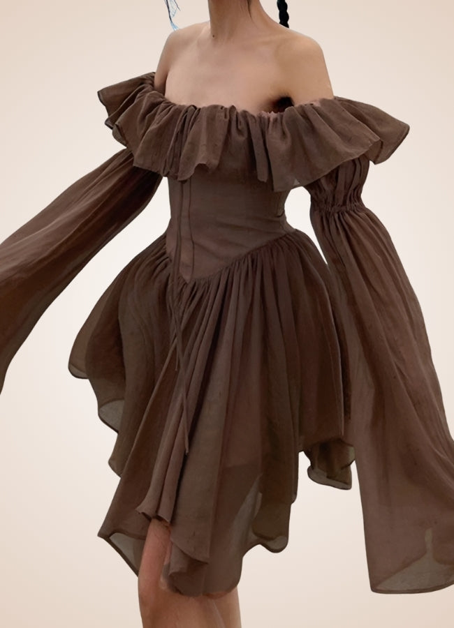 Brown Overbust Steampunk Corset Dress UK
