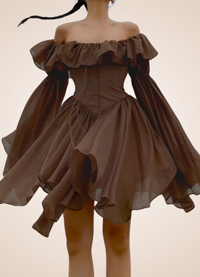 Brown Overbust Steampunk Corset Dress UK