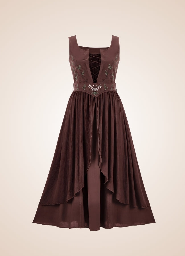 Brown Renaissance Steampunk Corset Dress UK