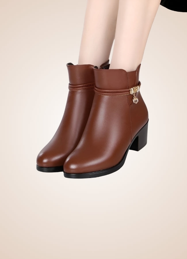 Brown Soft Leather Women's Ankle Boots UK