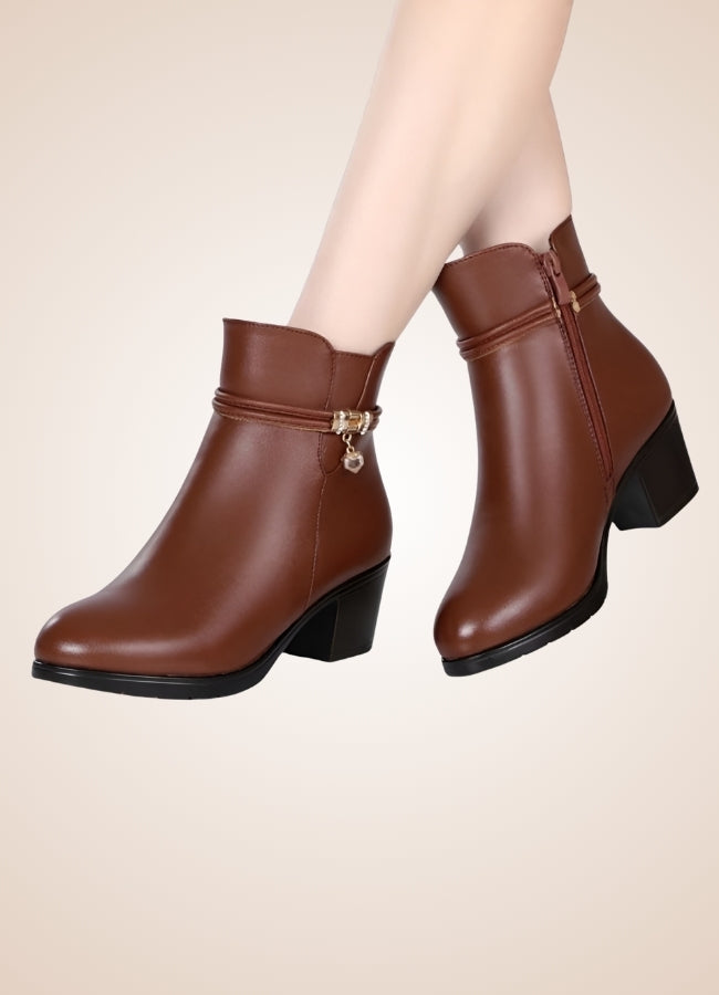 Brown Soft Leather Women's Ankle Boots UK