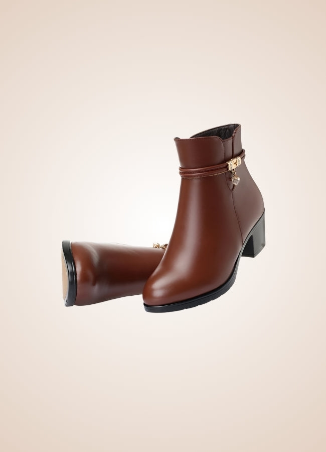 Brown Soft Leather Women's Ankle Boots UK