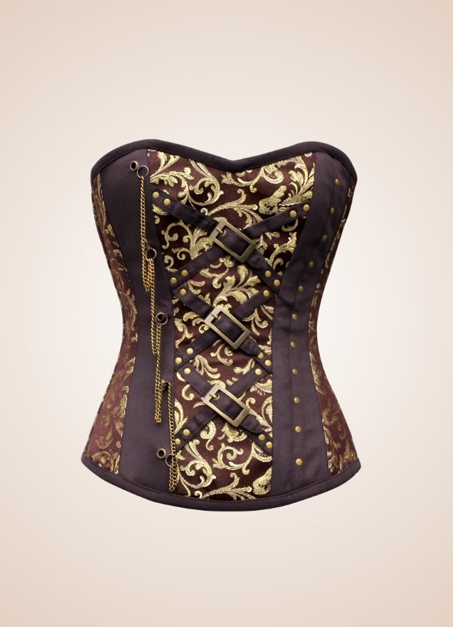 Brown Steampunk Brocade Corset UK