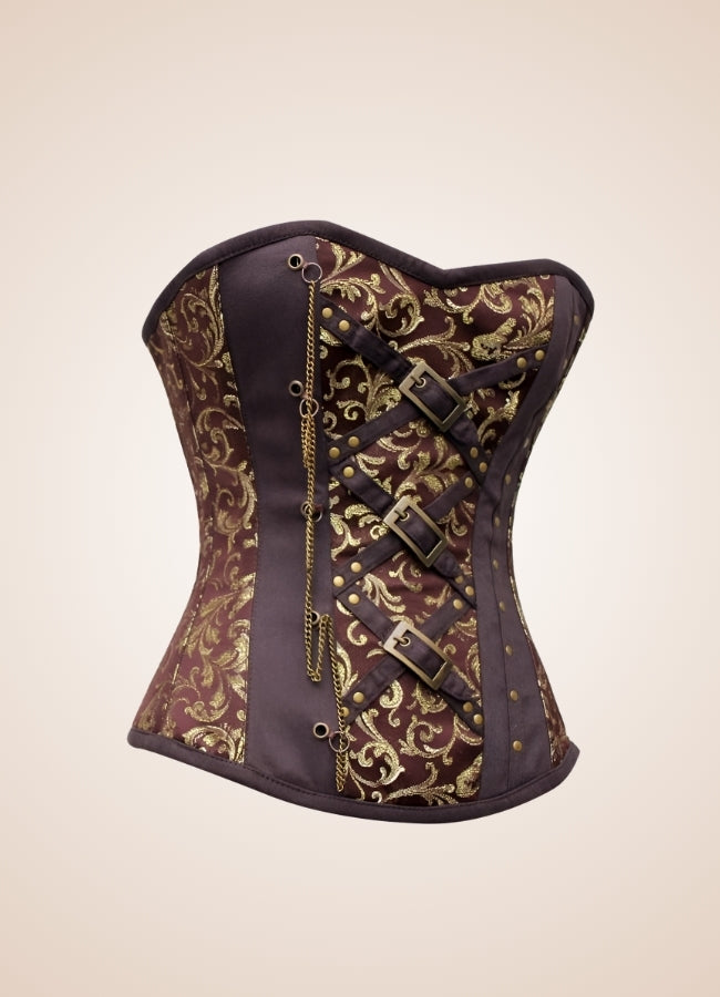 Brown Steampunk Brocade Corset UK