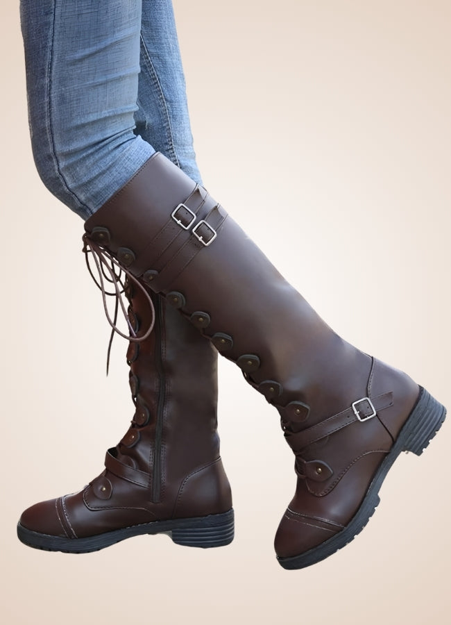 Brown Steampunk Buckles Boots UK