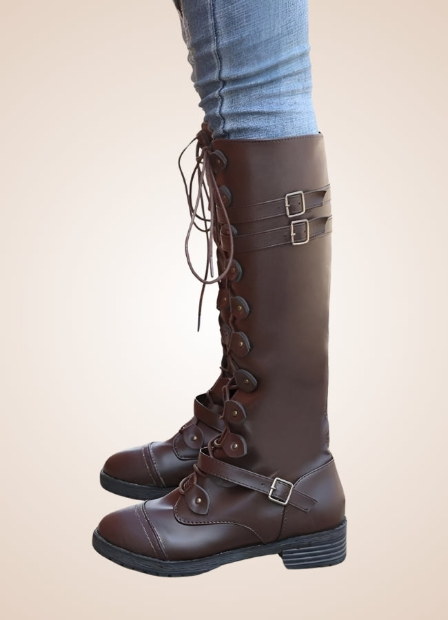 Brown Steampunk Buckles Boots UK