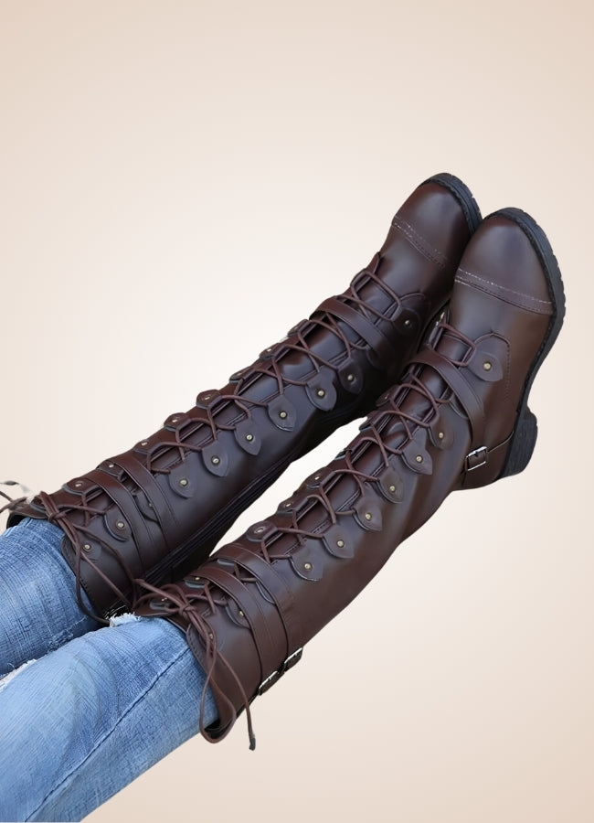 Brown Steampunk Buckles Boots UK
