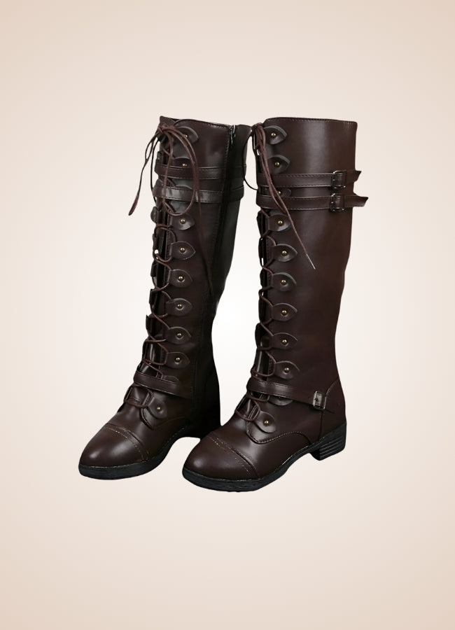 Brown Steampunk Buckles Boots UK