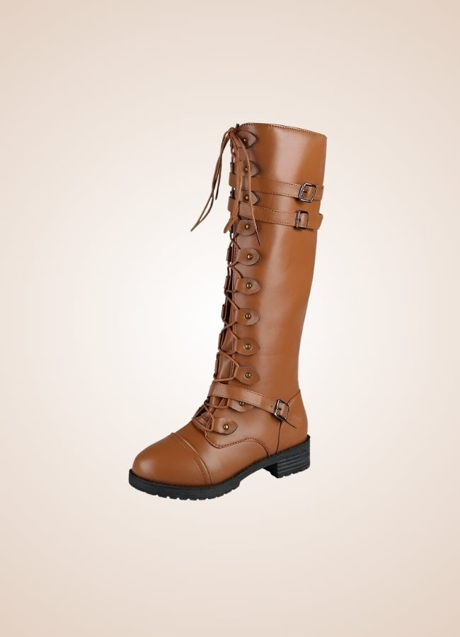 Brown Steampunk Buckles Boots UK