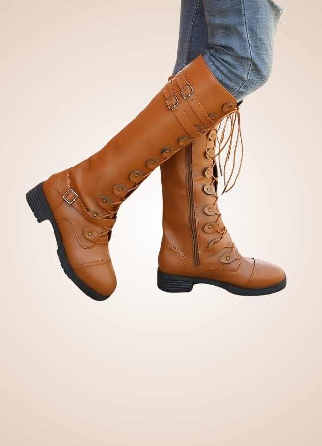 Brown Steampunk Buckles Boots UK