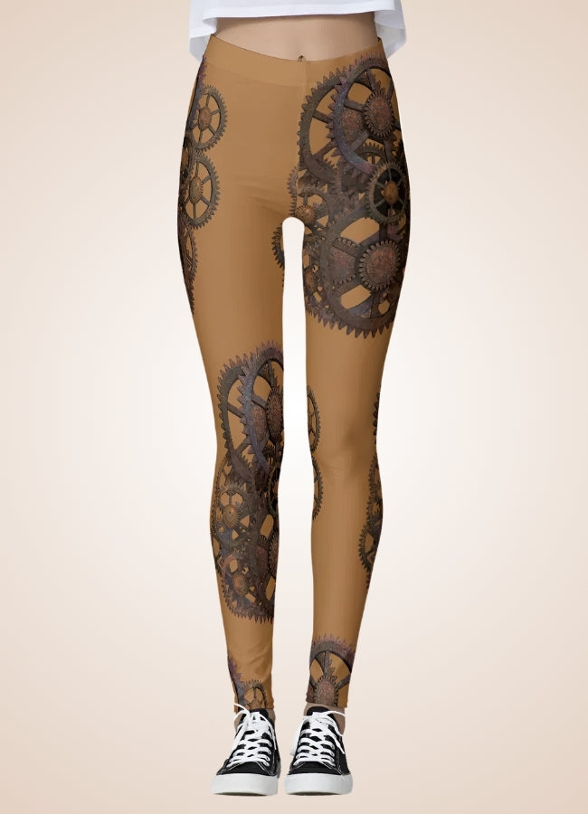 Brown Steampunk Gear Legging UK