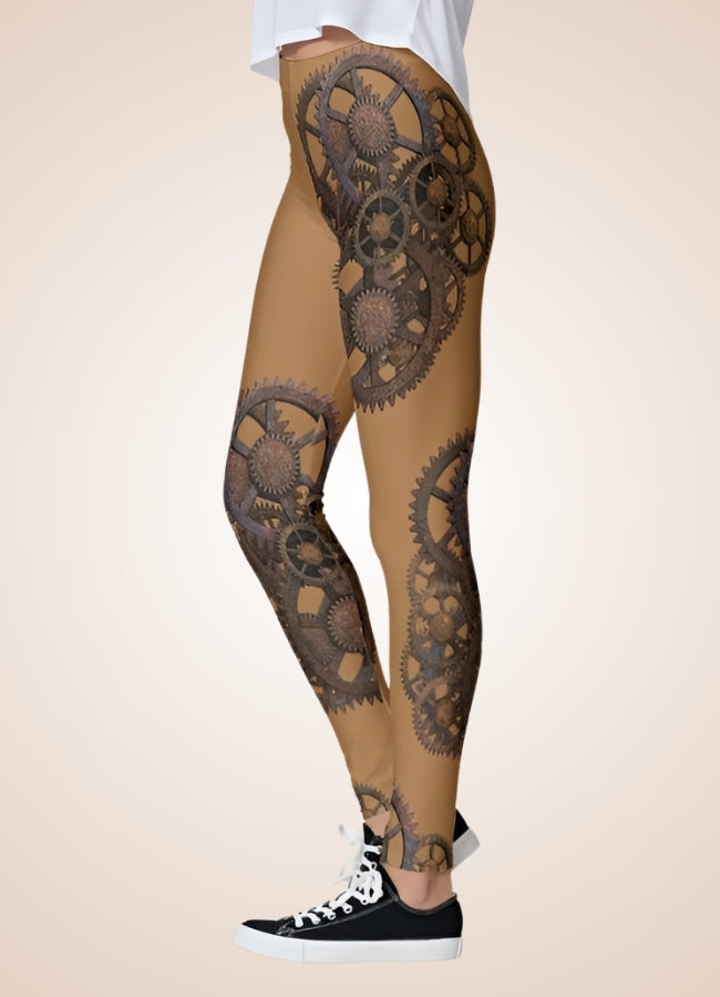 Brown Steampunk Gear Legging UK