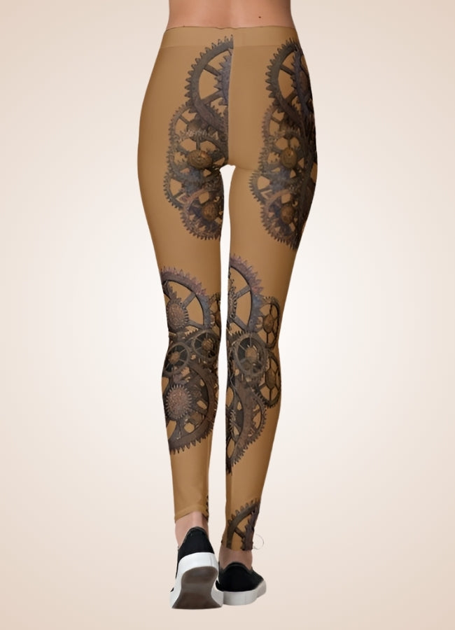 Brown Steampunk Gear Legging UK