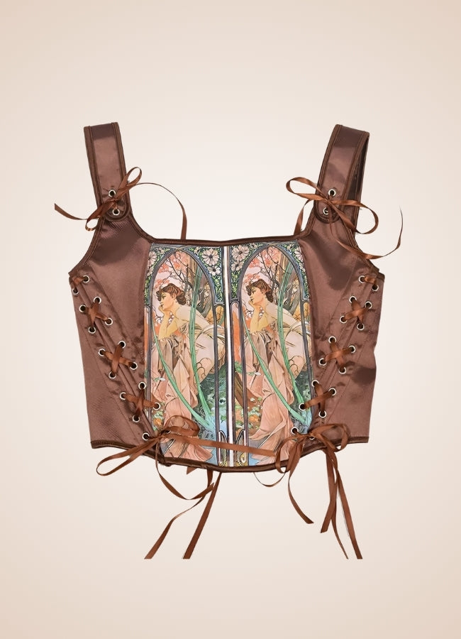 Brown Steampunk Medieval Lace Corset UK