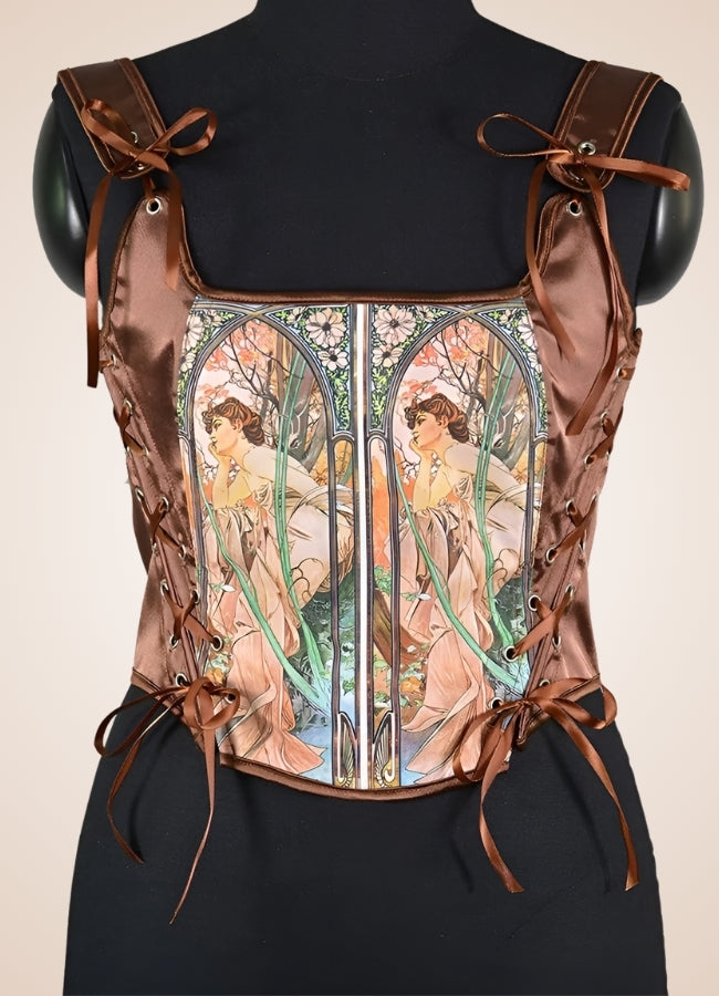 Brown Steampunk Medieval Lace Corset UK