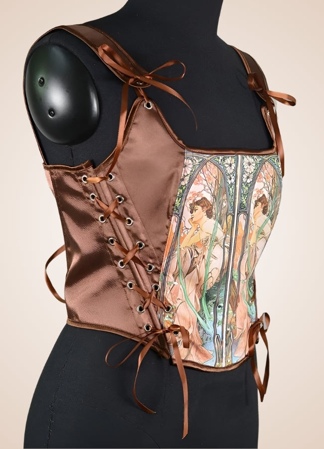 Brown Steampunk Medieval Lace Corset UK