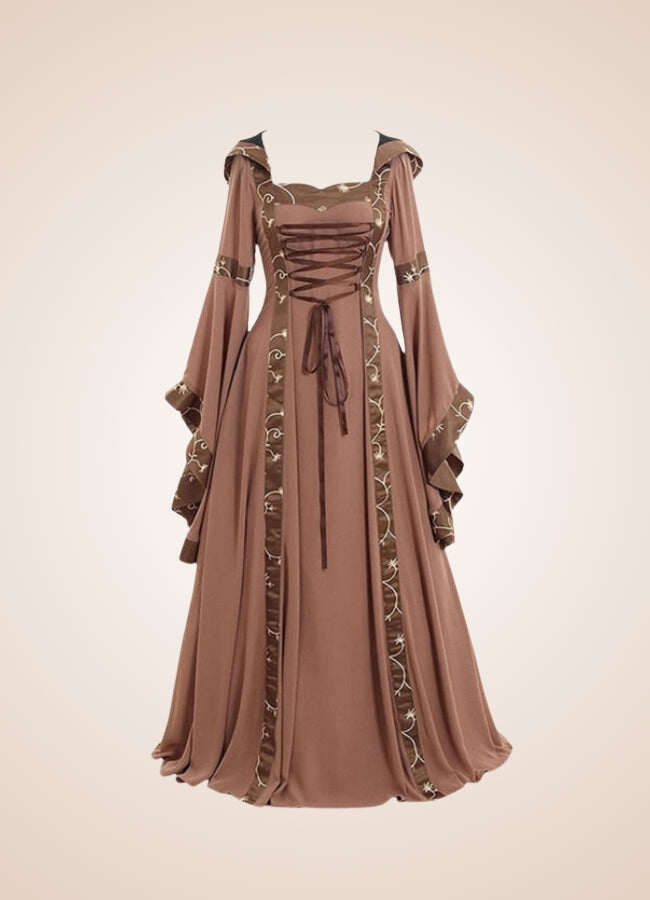 Brown Steampunk Medieval Long Dress UK