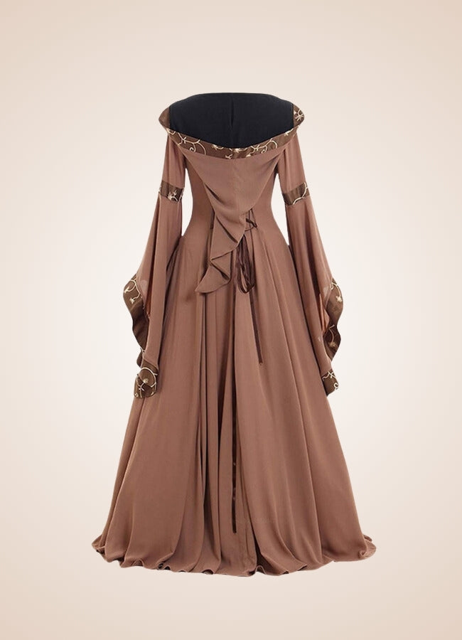 Brown Steampunk Medieval Long Dress UK