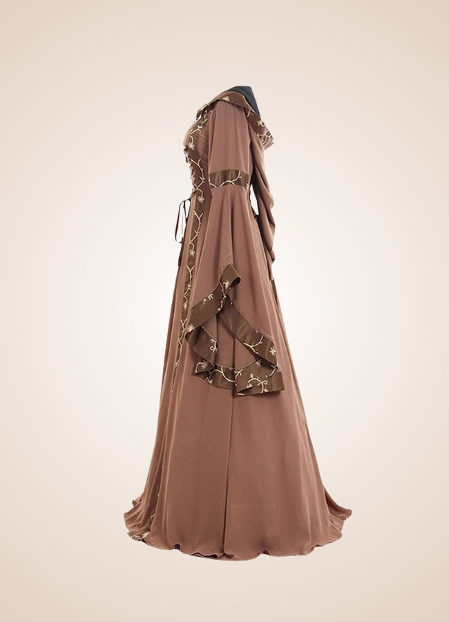 Brown Steampunk Medieval Long Dress UK