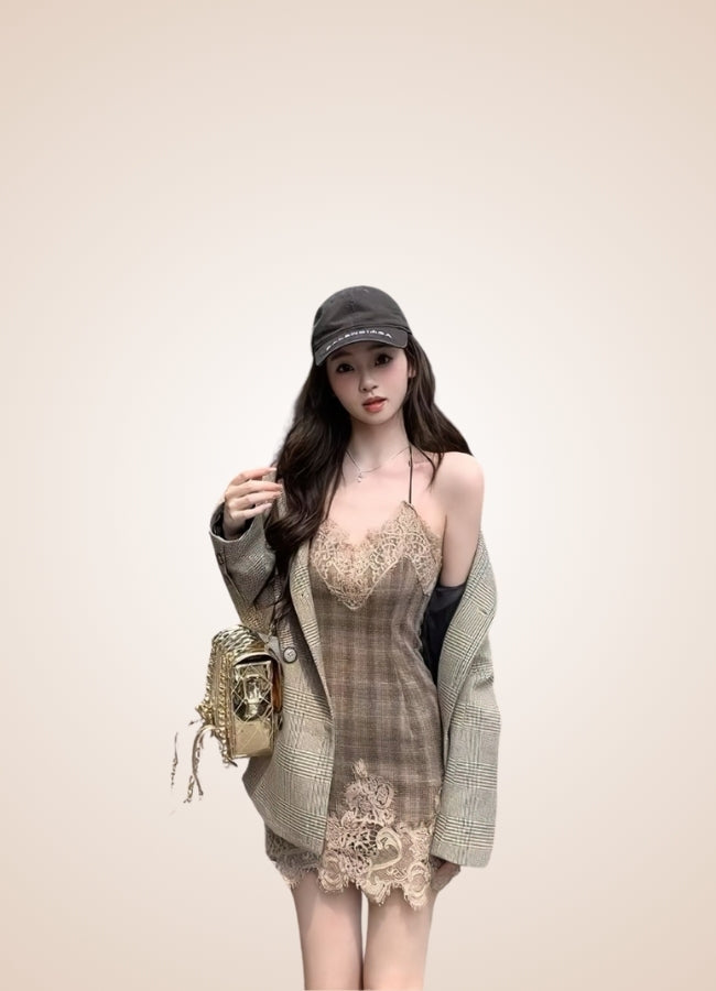 Brown Striped Steampunk Corset Dress UK