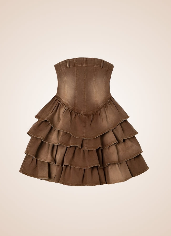 Classic Brown Steampunk Corset Dress UK