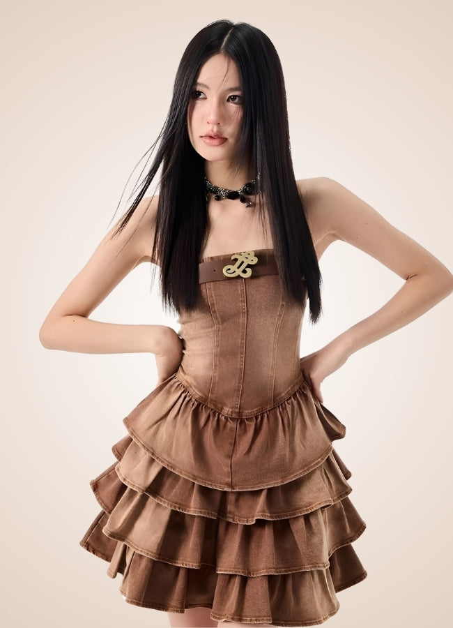 Classic Brown Steampunk Corset Dress UK