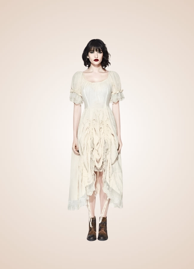 Creamy White Steampunk Dress UK