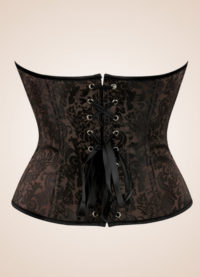 Dark Brown Paisley Pattern Corset UK
