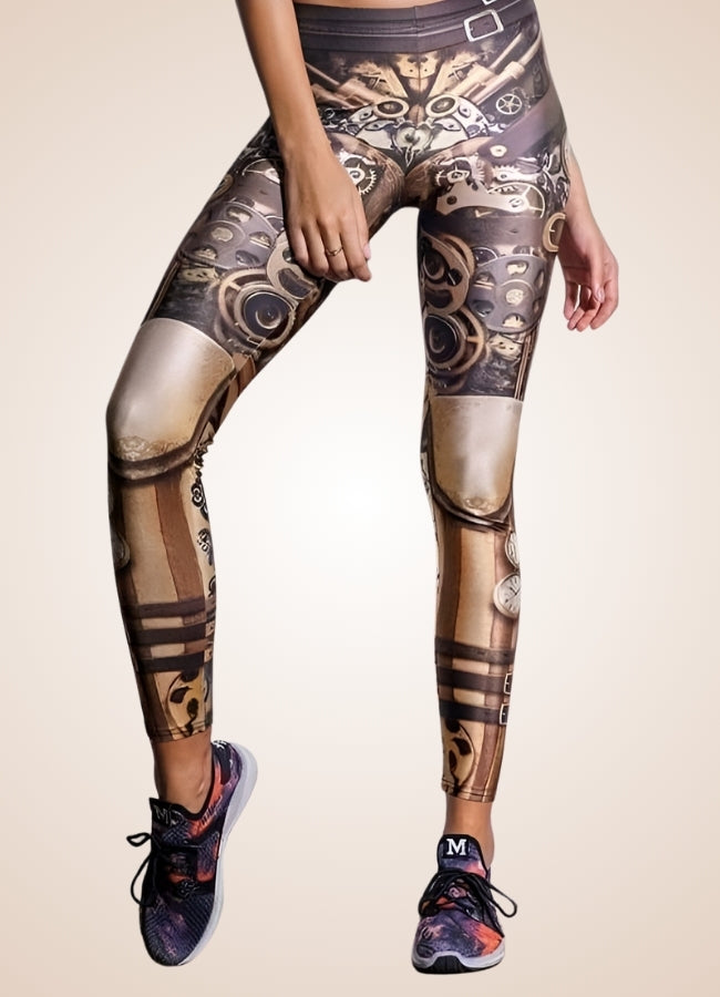 Dark Brown Steampunk Gear Legging UK