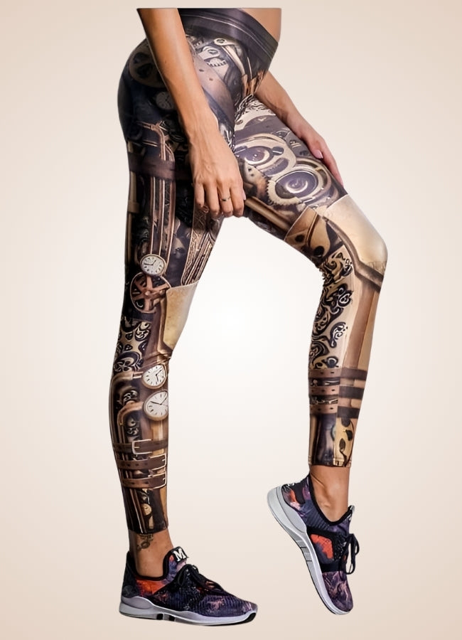Dark Brown Steampunk Gear Legging UK