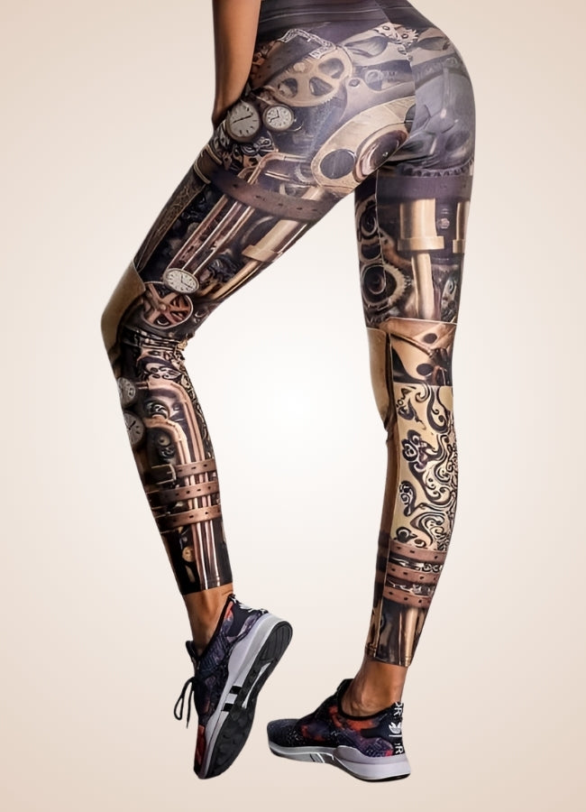 Dark Brown Steampunk Gear Legging UK
