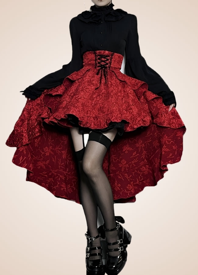 Double Layer Pleated Steampunk Skirt UK