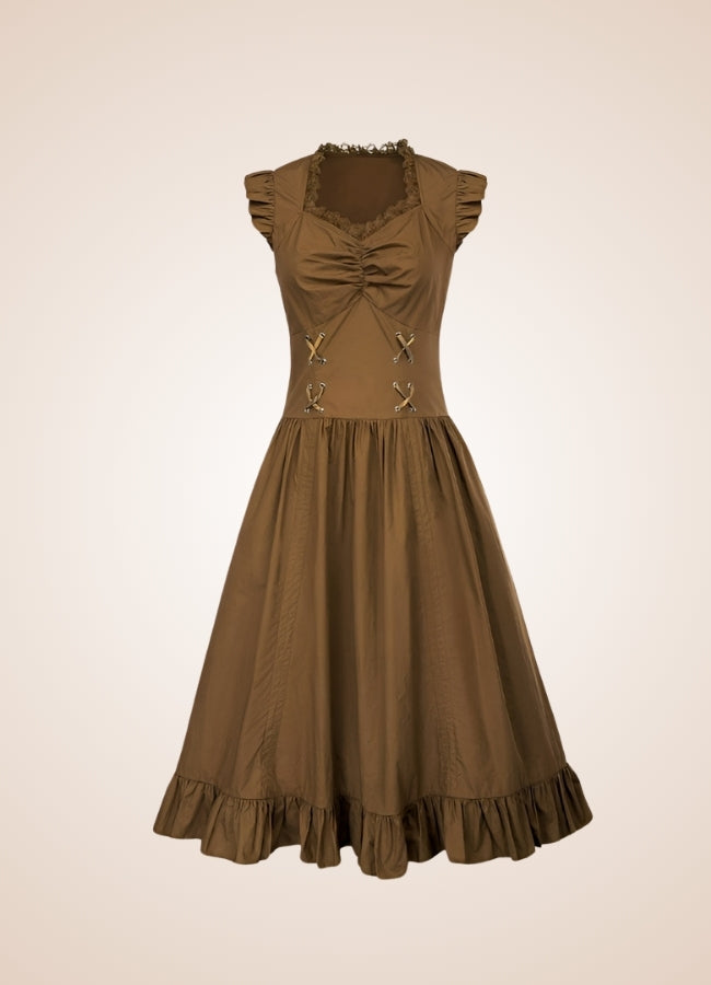 Elegant V Neck Steampunk Dress UK