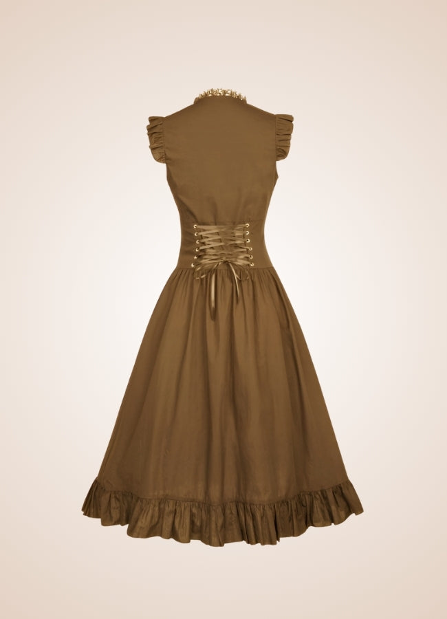 Elegant V Neck Steampunk Dress UK