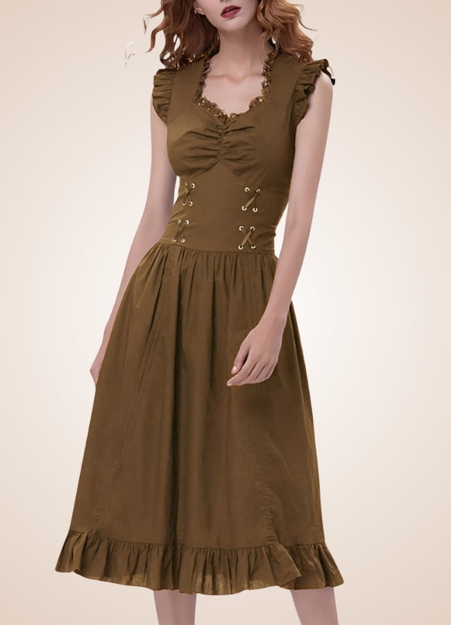 Elegant V Neck Steampunk Dress UK