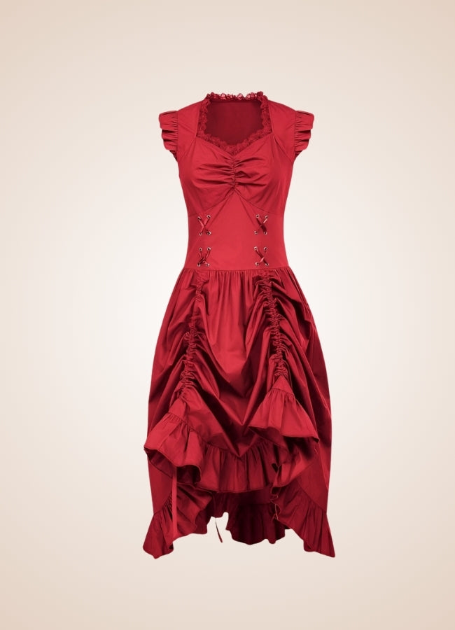 Elegant V Neck Steampunk Dress UK