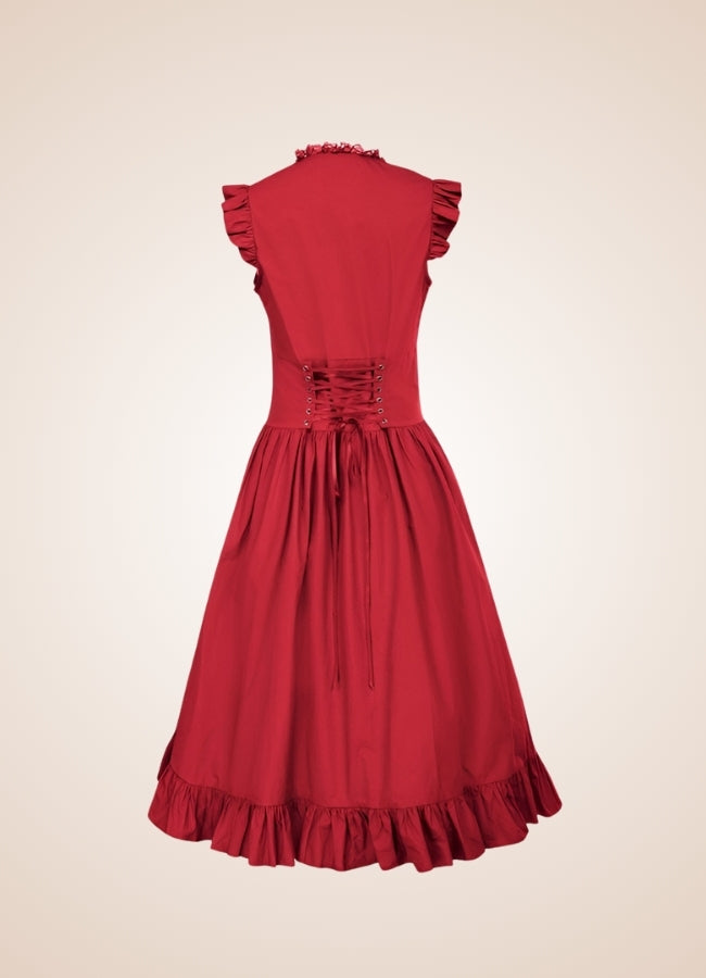 Elegant V Neck Steampunk Dress UK