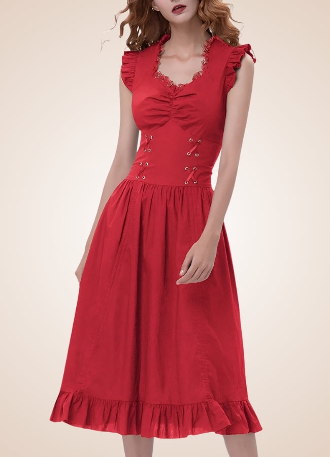 Elegant V Neck Steampunk Dress UK