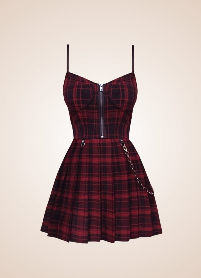 Goth Plaid Mini Dress UK