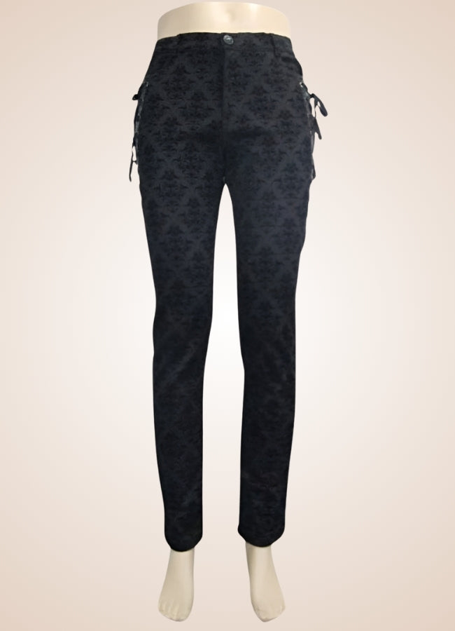 Gothic Black Baroque Pattern Pants UK
