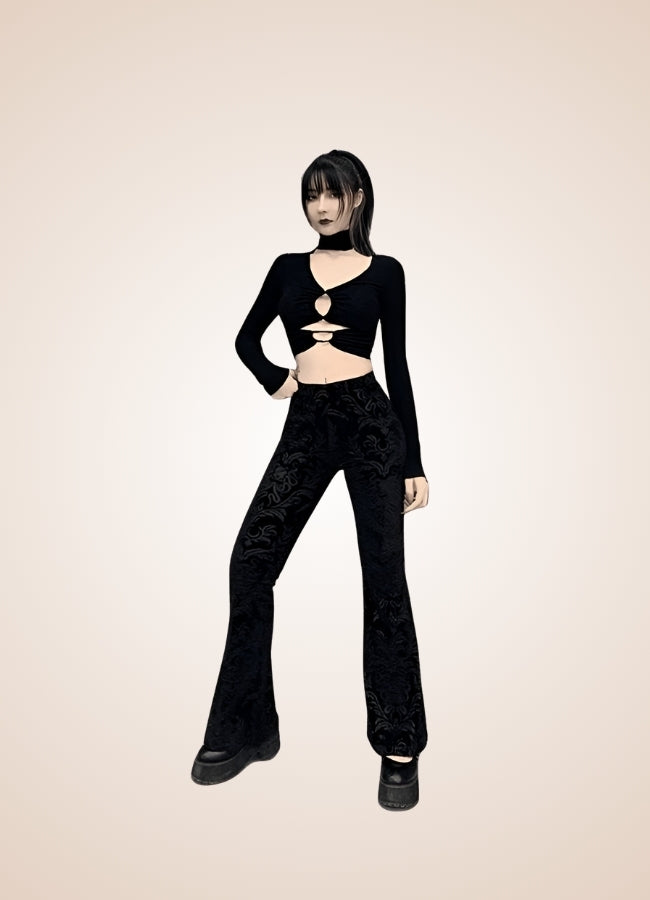 Gothic High Waist Jacquard Pants UK