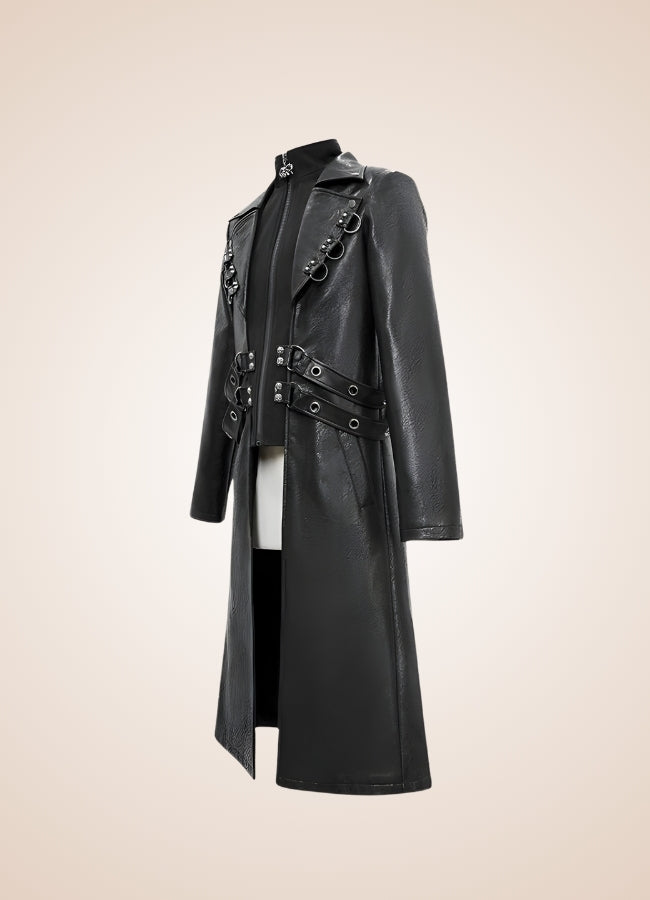Gothic Leather Trench Coat UK